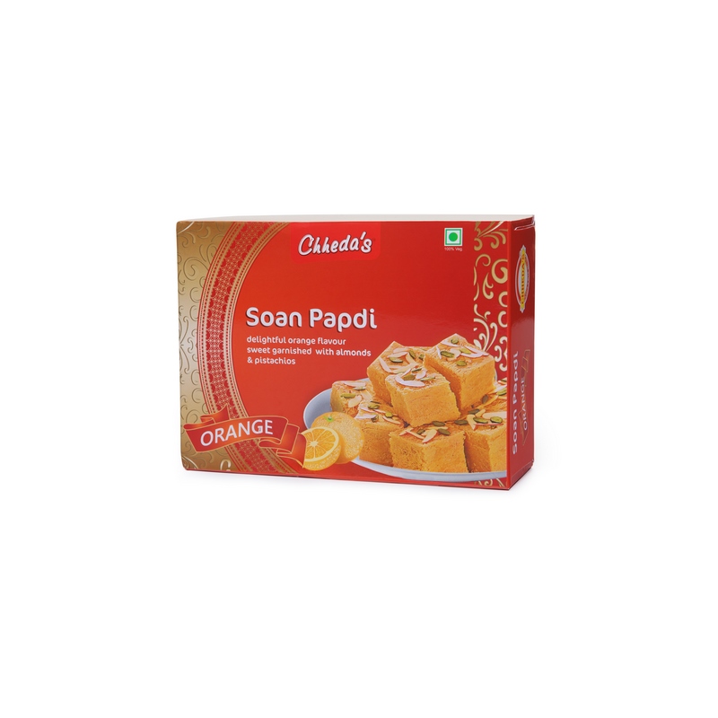ממתק הודי בטעם תפוז עם פיסטוק ושקדים 240 ג' Chheda's- Soan Papdi orange