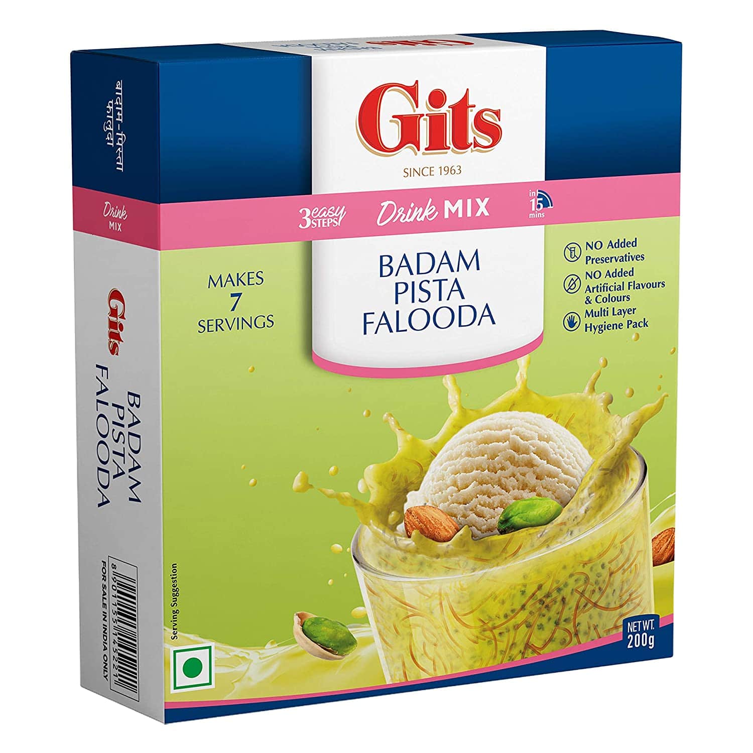 תערובת להכנת קינוח עם שקדים ופיסטוקים Gits Badam Pista Falooda